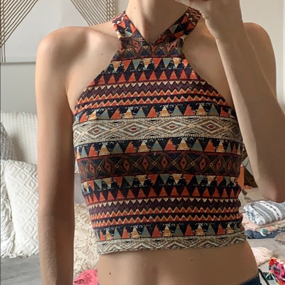 Printed crop top - great for vacay! Size S